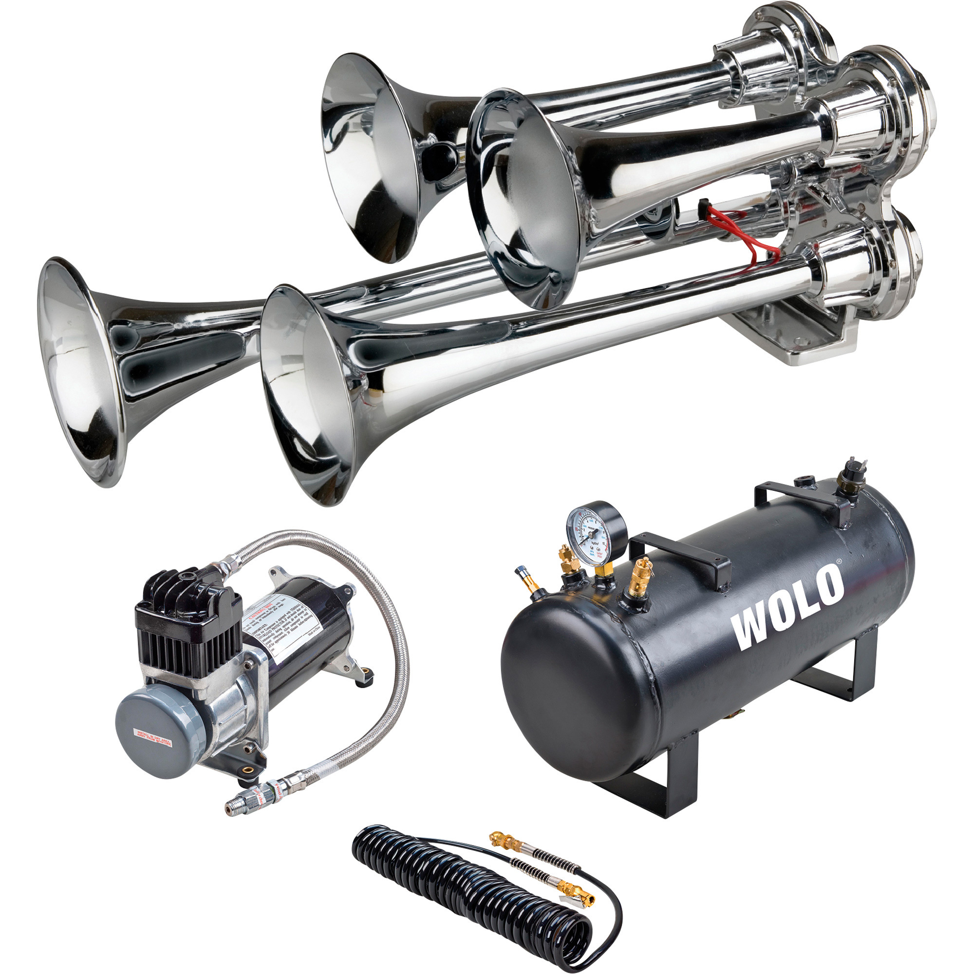 Wolo Philly Express Pro Train Air Horn, 4 Trumpets, 2.5-Liter, 130 dB, Model# 853-800